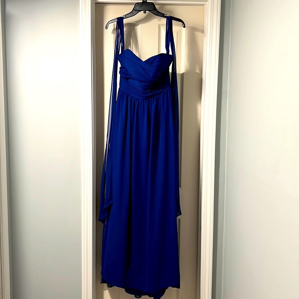 Alfred Angelo Floor Length Bridesmaid Dress in Blue, size 8 US, size 12 UK